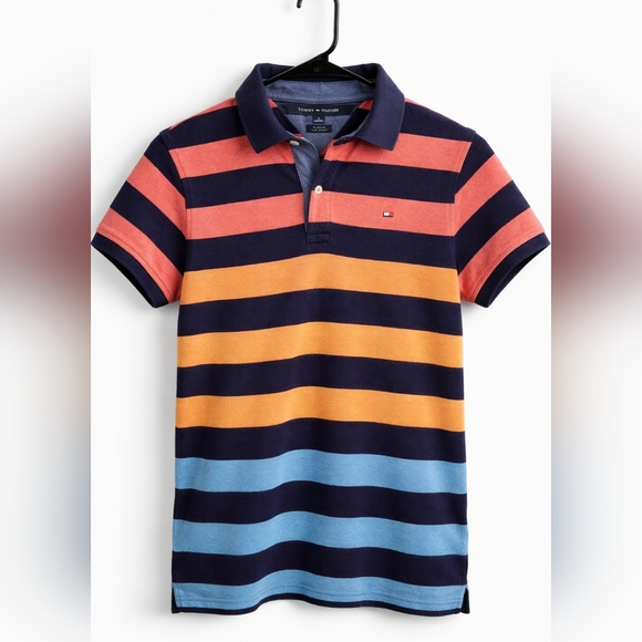Tommy Hilfiger Slim Fit Striped Polo Shirt – Size M - Picture 2 of 12